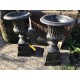 Pair of planters urn style black/dark brown with bronze highlights